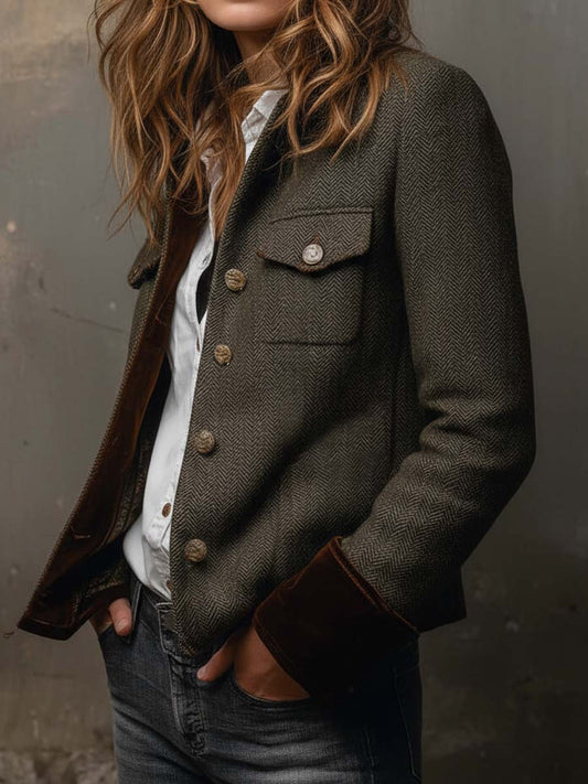 Dolores | Blazer de Sarga con Ribete en Contraste