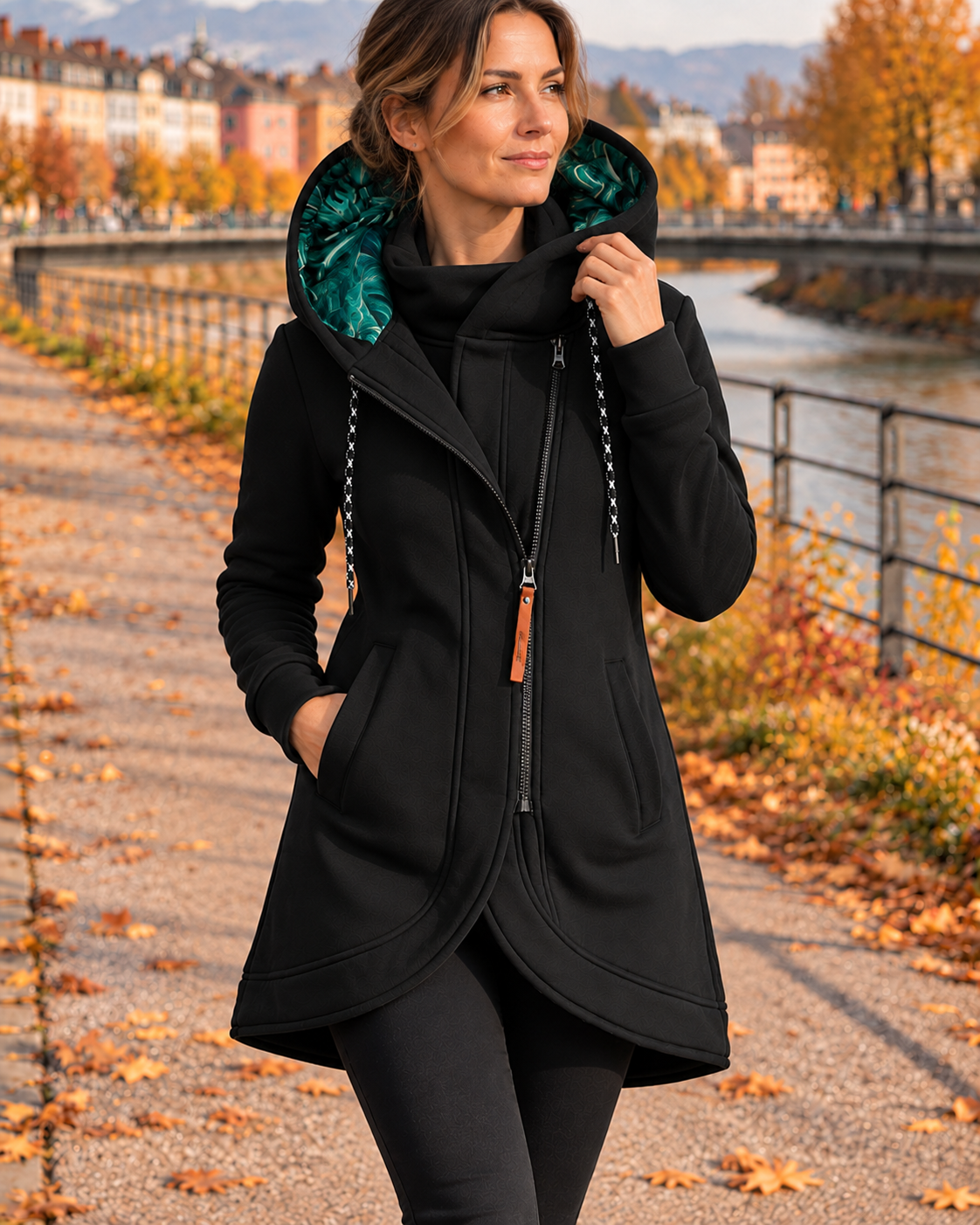 Aria chaqueta larga con capucha negra