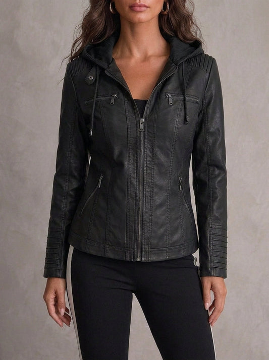 Paloma chaqueta efecto piel negra