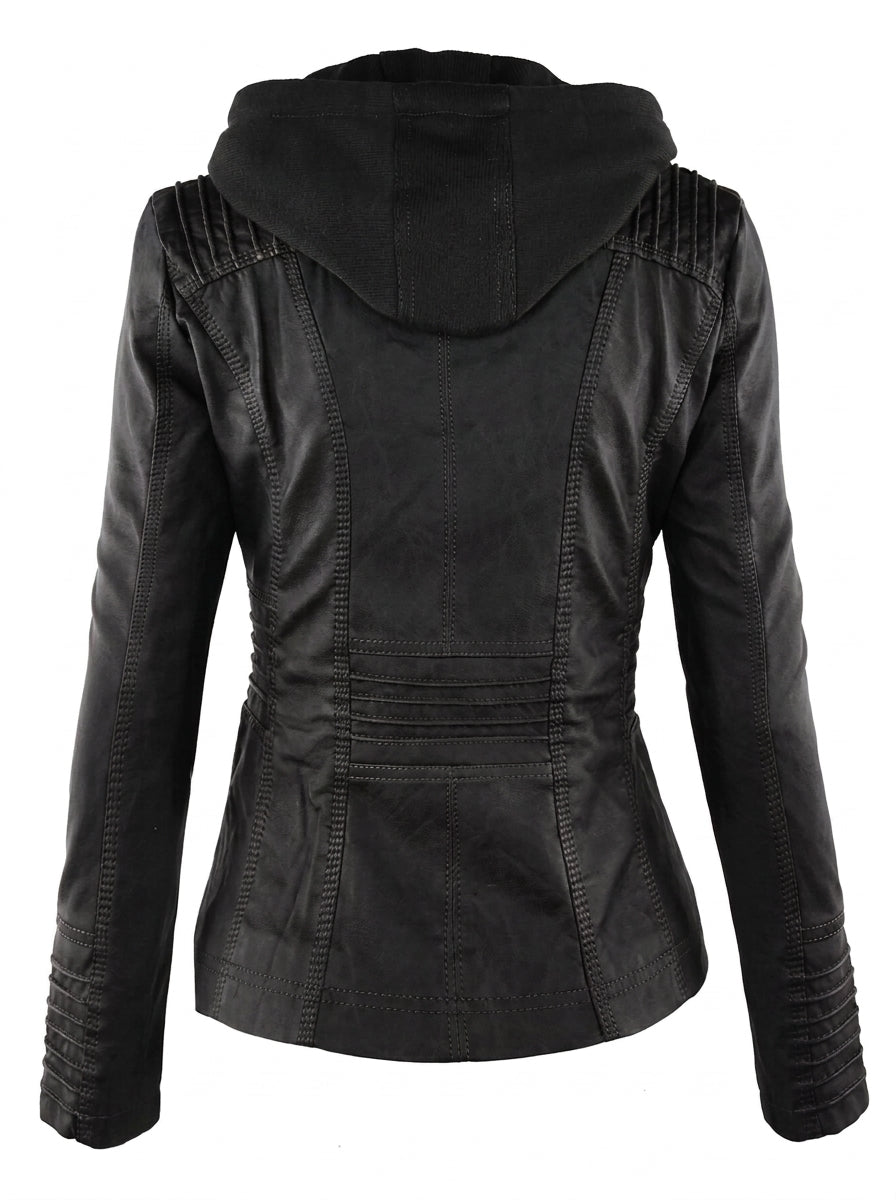 Paloma chaqueta efecto piel con capucha