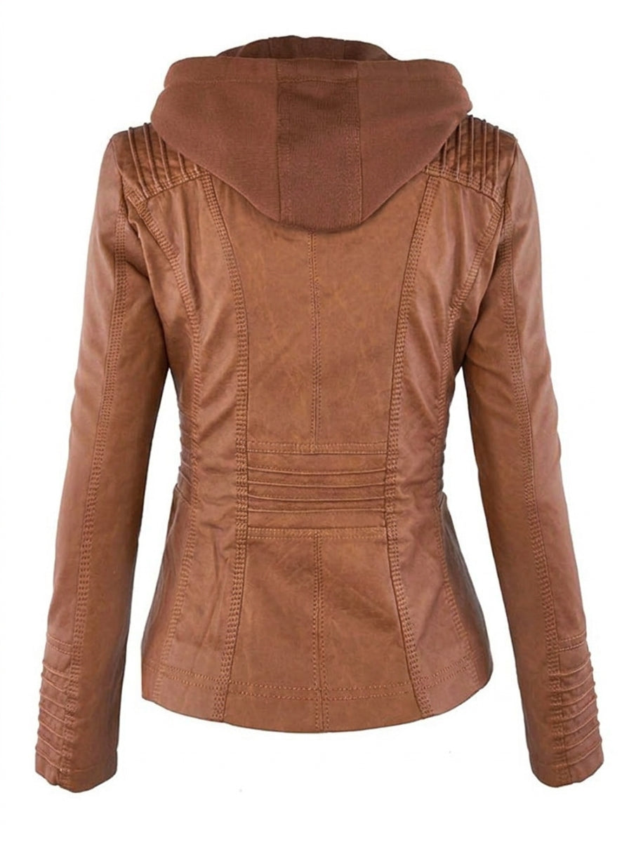 Paloma chaqueta efecto piel con capucha
