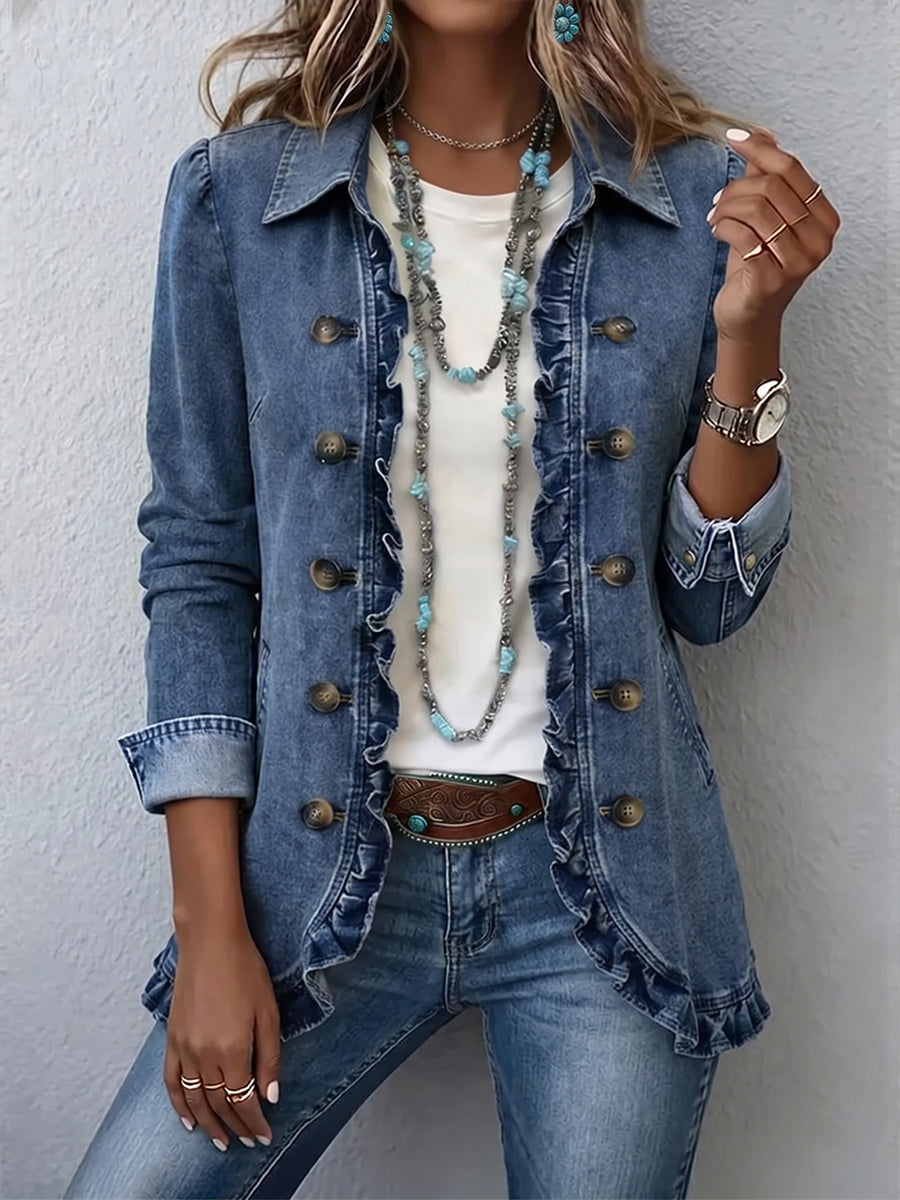 Elena Chaqueta Azul Vaquero con Volantes