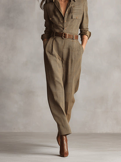 Célia | Mono de Tweed con Cuello en V y Cinturón