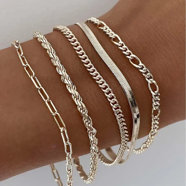 Set de 5 Pulseras Doradas
