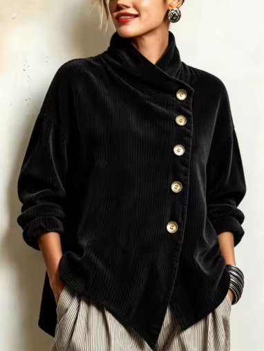 Sandra | Chaqueta oversize con cuello alto asimétrico