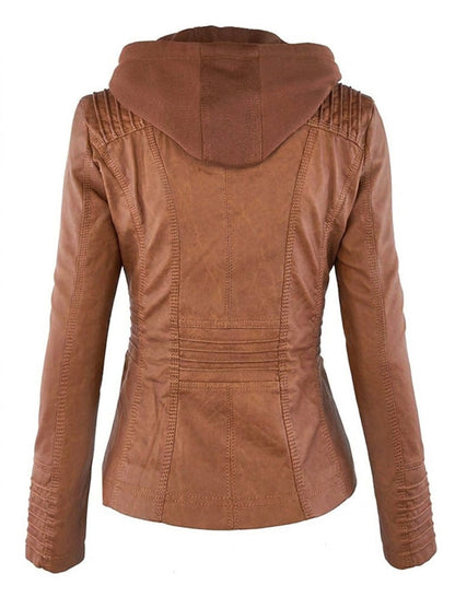 Paloma chaqueta efecto piel con capucha