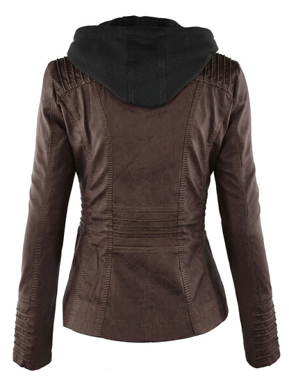 Paloma chaqueta efecto piel con capucha