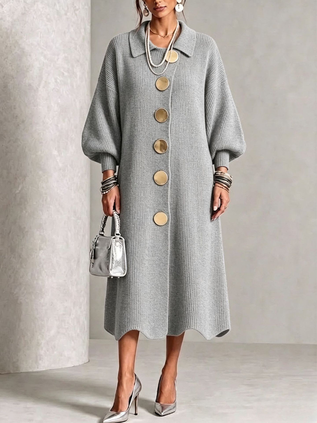 Rocío | Vestido de Punto con Botonadura Elegante