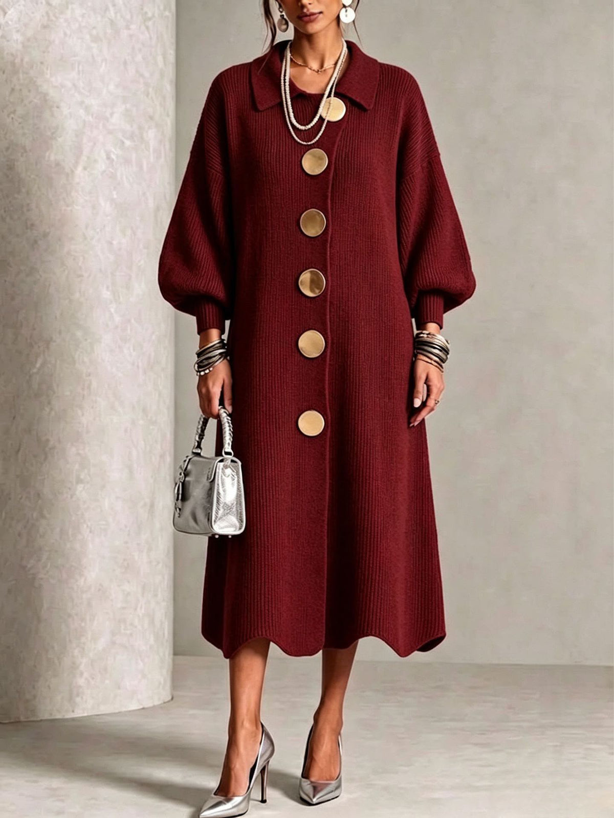 Rocío | Vestido de Punto con Botonadura Elegante