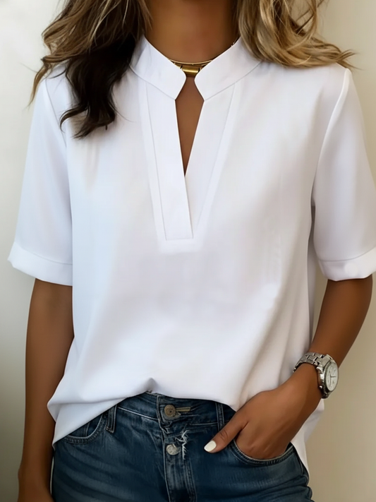 Vera | Blusa de cuello en V con detalle dorado