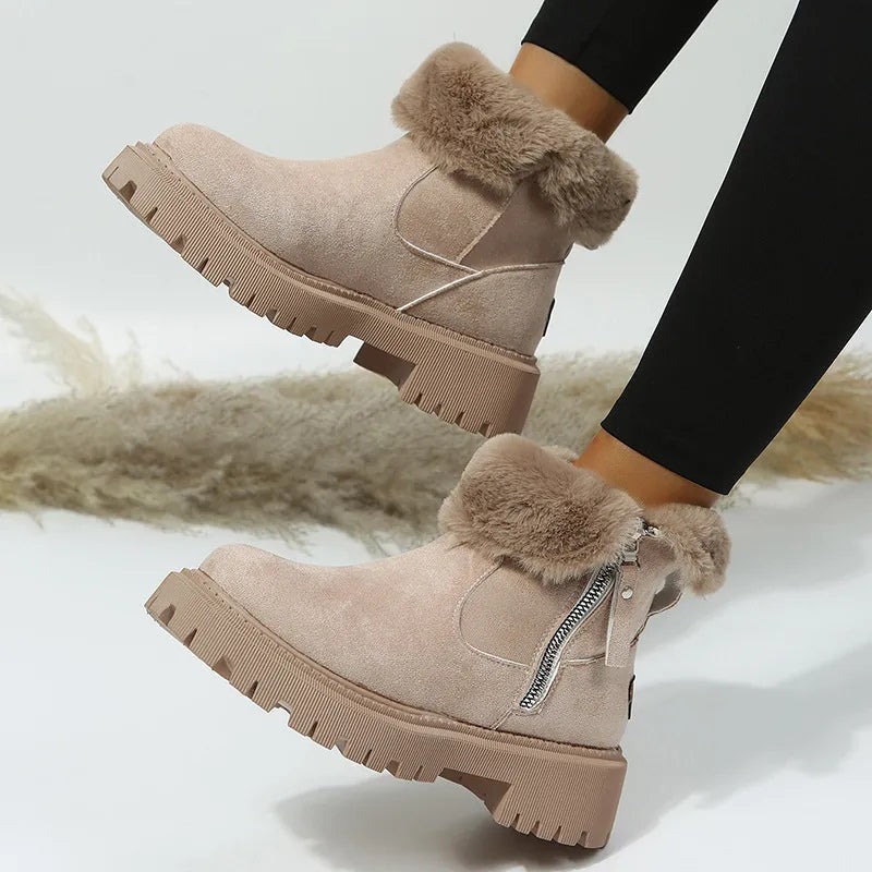 Alba botines beige con cremallera lateral