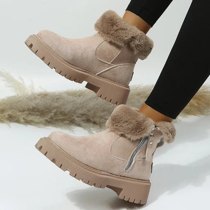 Alba botines beige con cremallera lateral