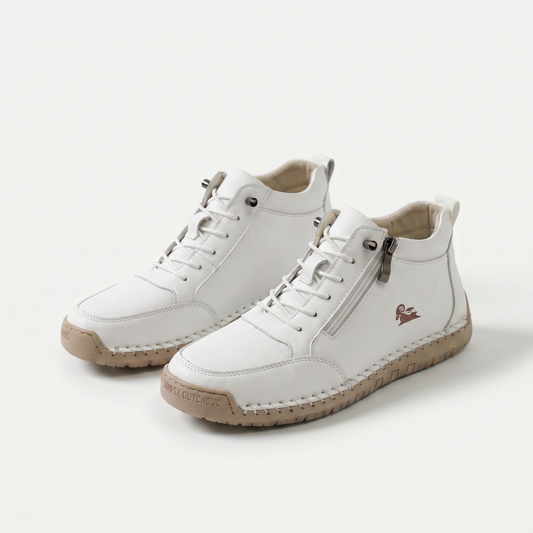 Elsa zapatillas cómodas con cremallera blancas