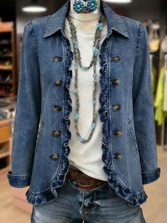 Elena Chaqueta Azul Vaquero con Volantes