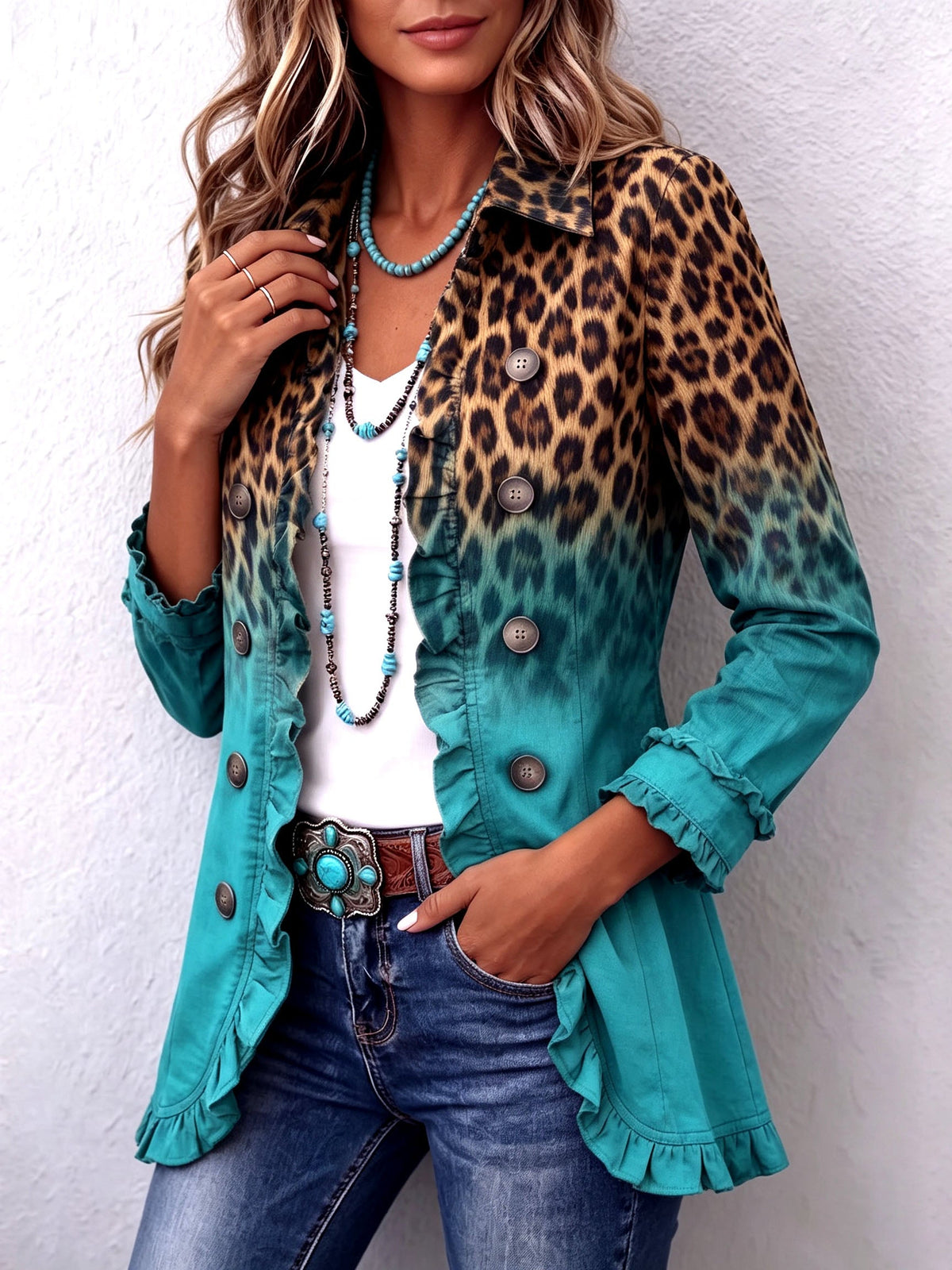 Marina Blazer de Leopardo Degradado