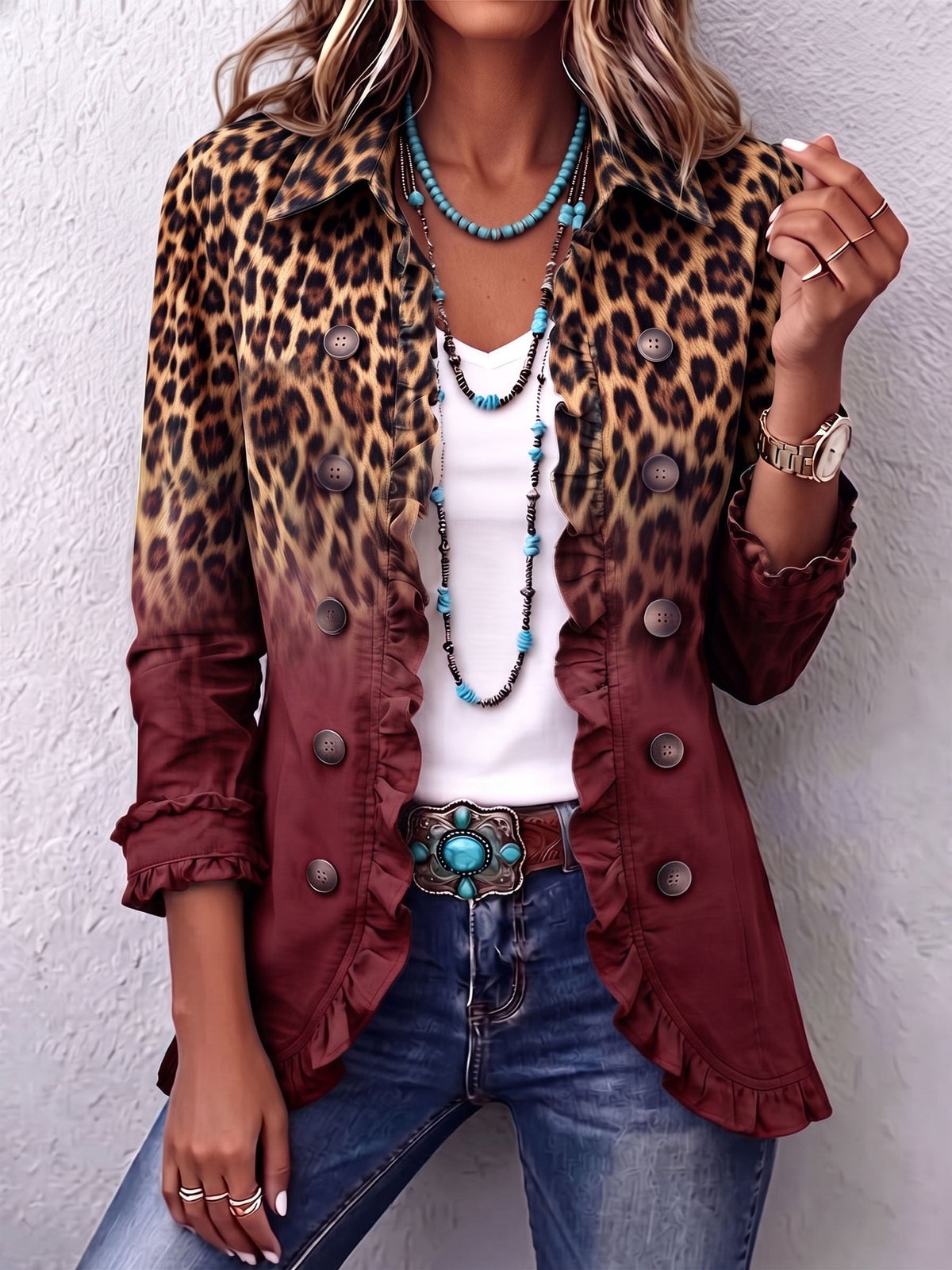 Marina Blazer de Leopardo Degradado