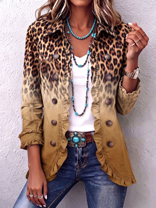 Patricia Blazer de Leopardo Degradado Ocre