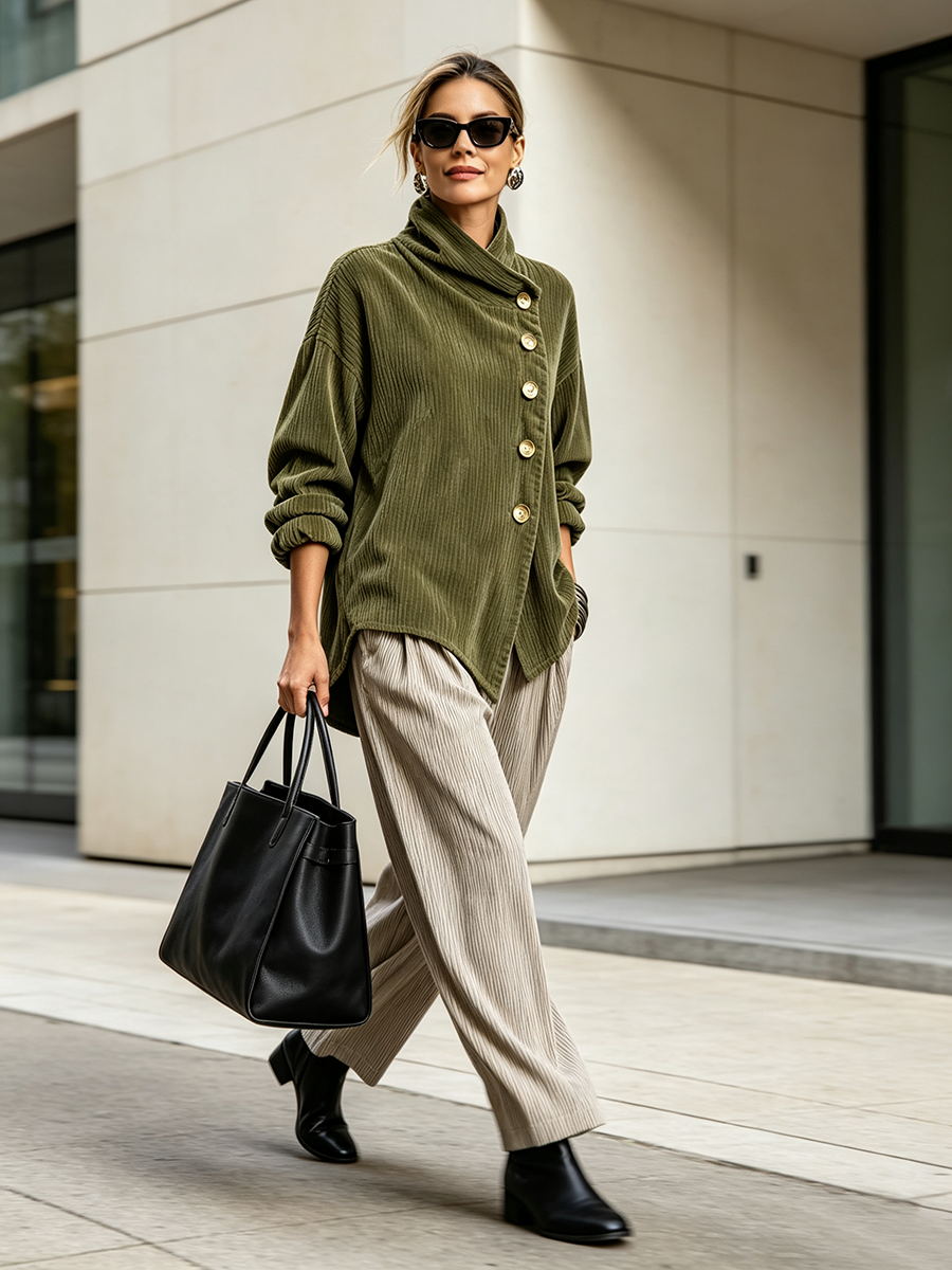 Sandra | Chaqueta oversize con cuello alto asimétrico