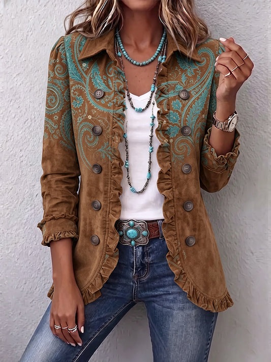 Celia Chaqueta Paisley Marrón con Volantes