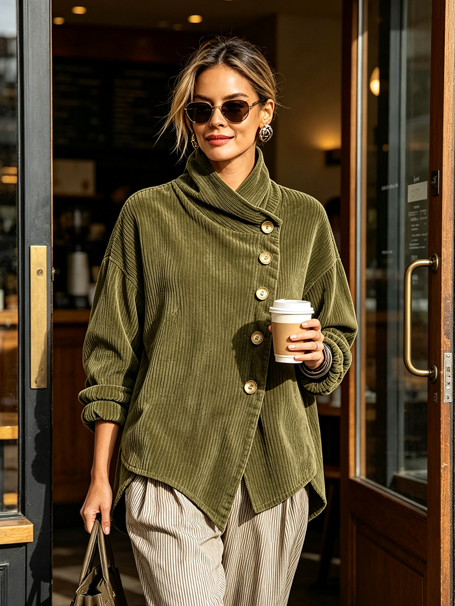 Sandra | Chaqueta oversize con cuello alto asimétrico