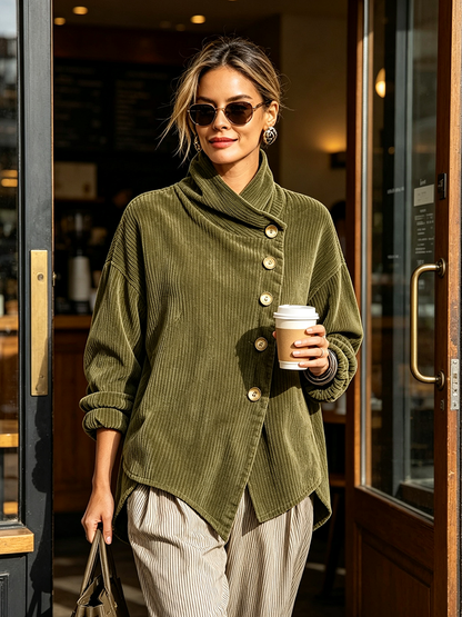 Sandra | Chaqueta oversize con cuello alto asimétrico