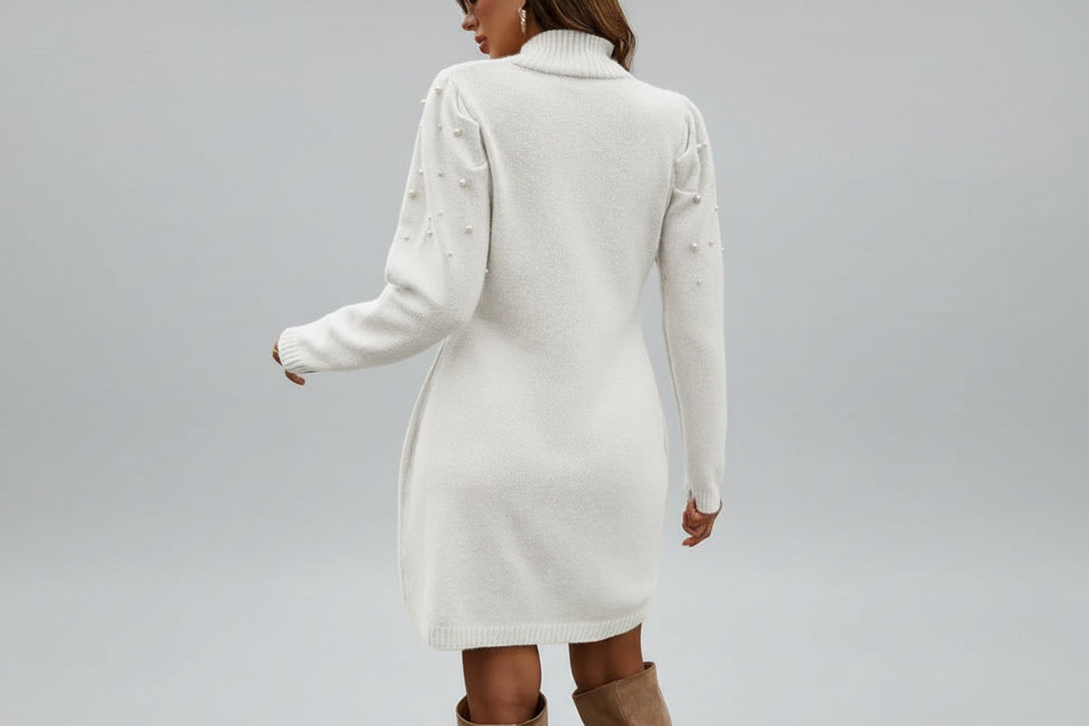 Vestido de Punto con Perlas