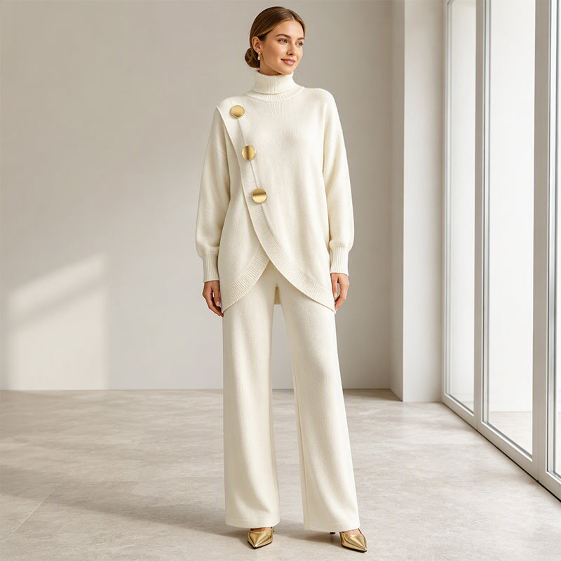 Noa | Conjunto de punto: jersey cuello alto y pantalón ancho