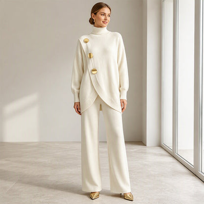 Noa | Conjunto de punto: jersey cuello alto y pantalón ancho