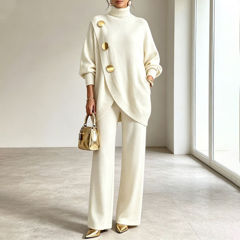 Noa | Conjunto de punto: jersey cuello alto y pantalón ancho