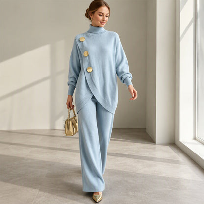 Noa | Conjunto de punto: jersey cuello alto y pantalón ancho