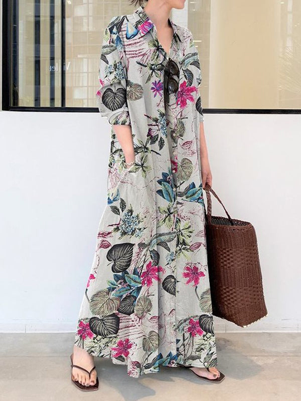 Sofía | Vestido camisero largo estampado