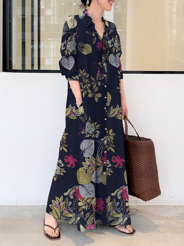 Sofía | Vestido camisero largo estampado