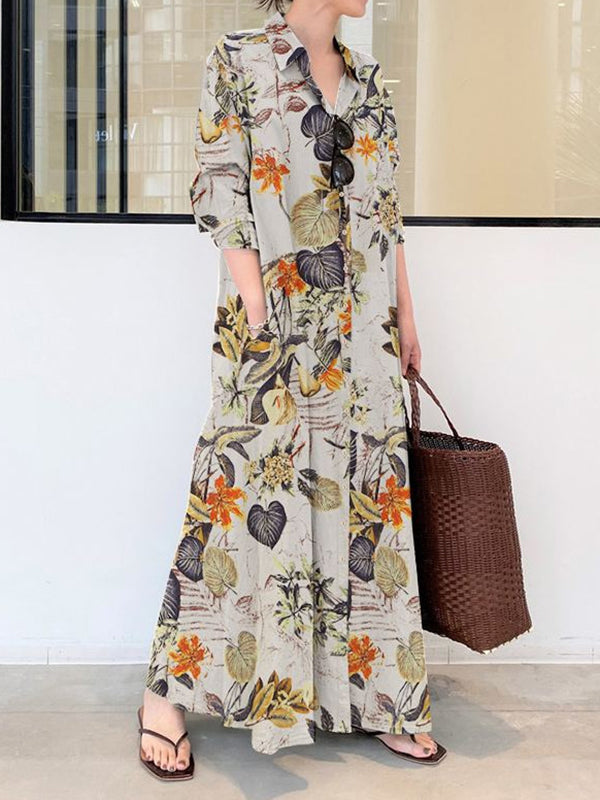 Sofía | Vestido camisero largo estampado